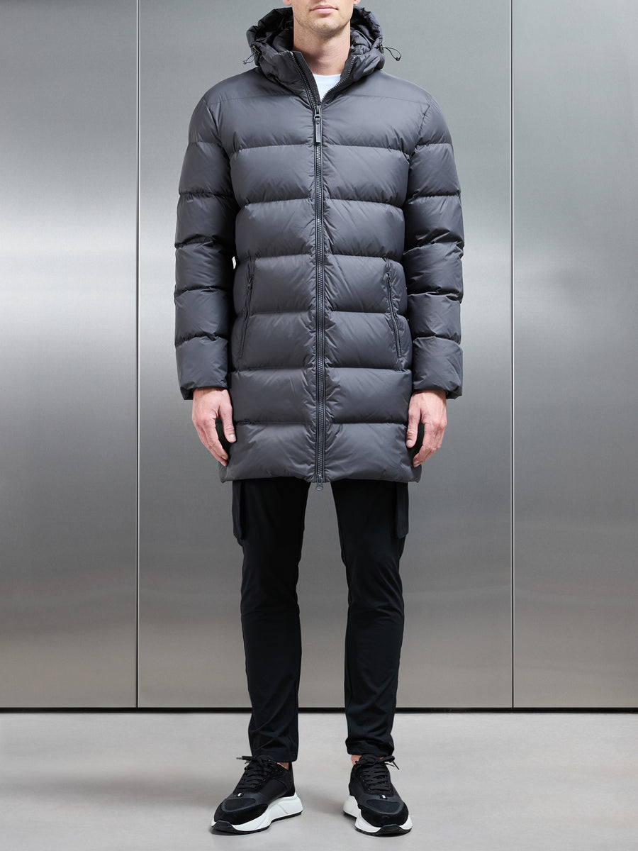 Mid Length Down Jacket in Grey