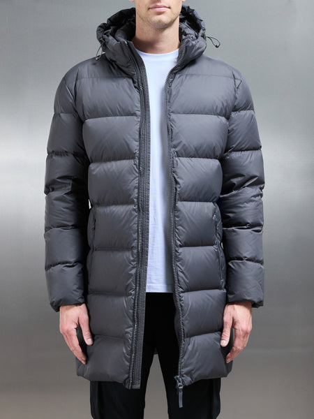 Mid Length Down Jacket in Grey