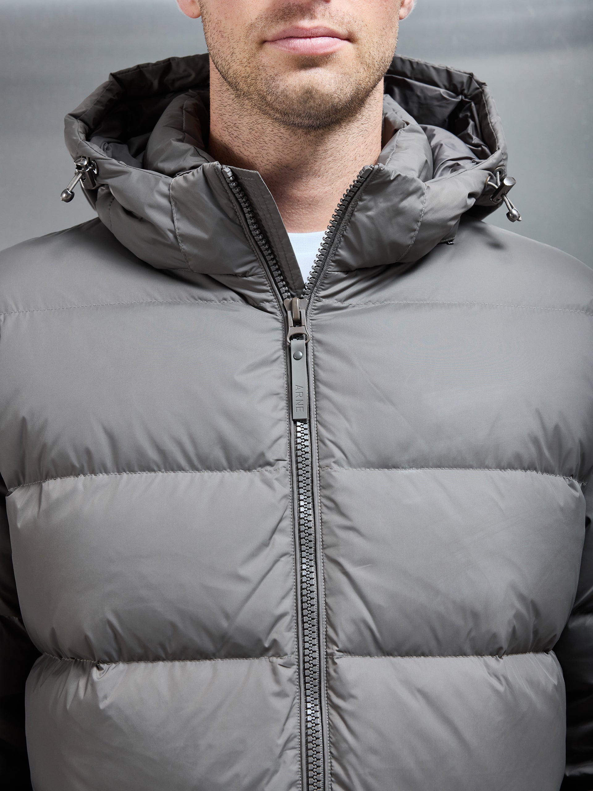 Mid Length Down Jacket in Olive