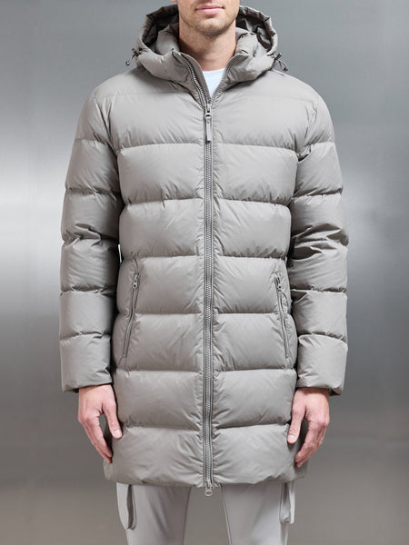 Mid Length Down Jacket in Taupe