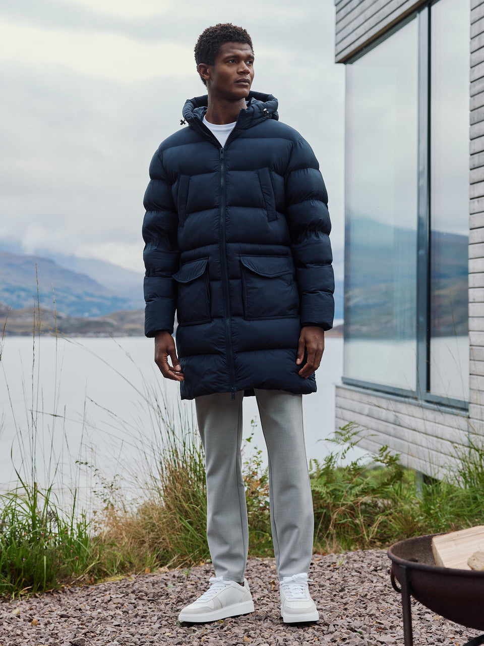 Mid Length Parka in Navy