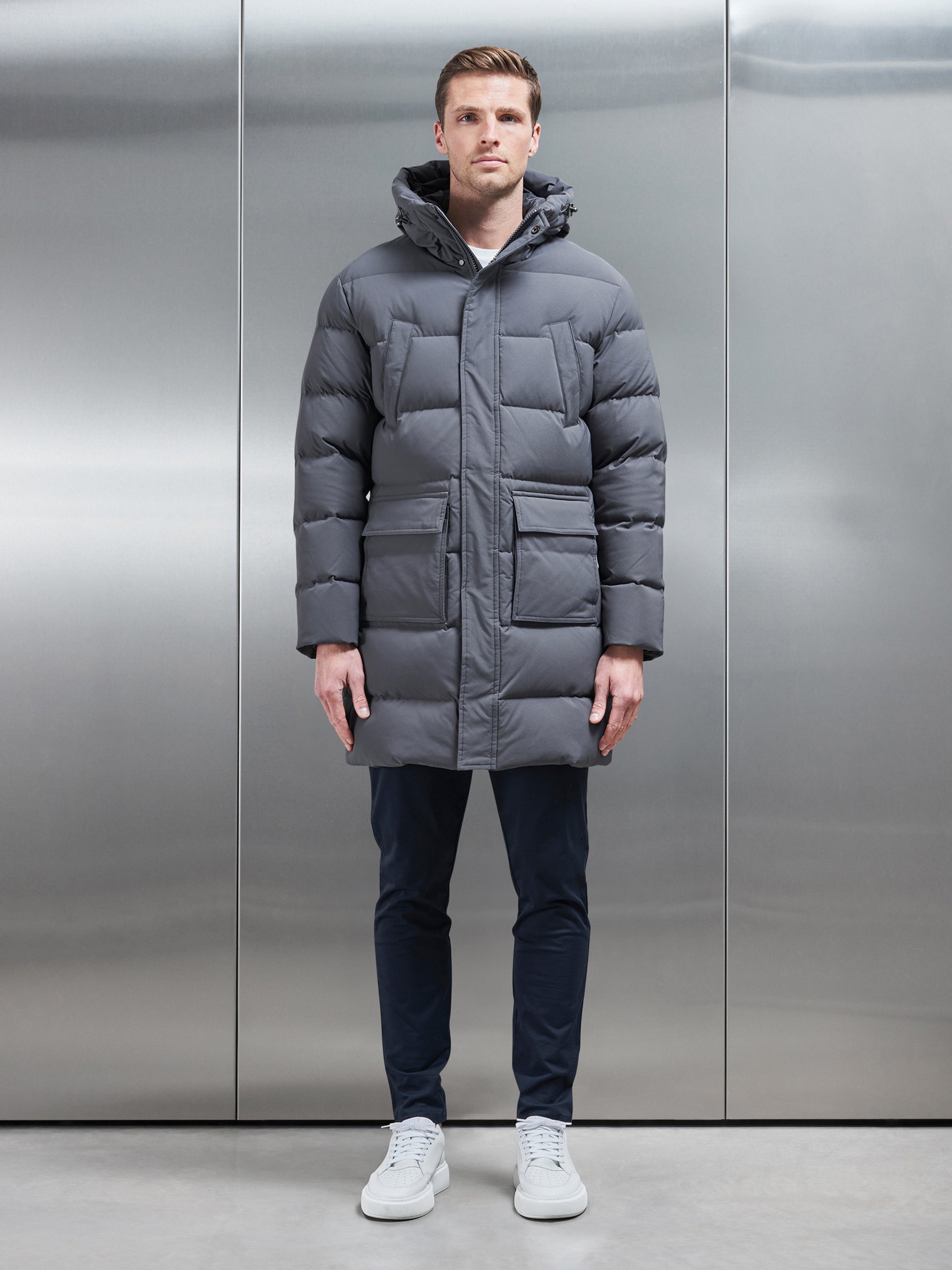 Mid Length Parka in Grey