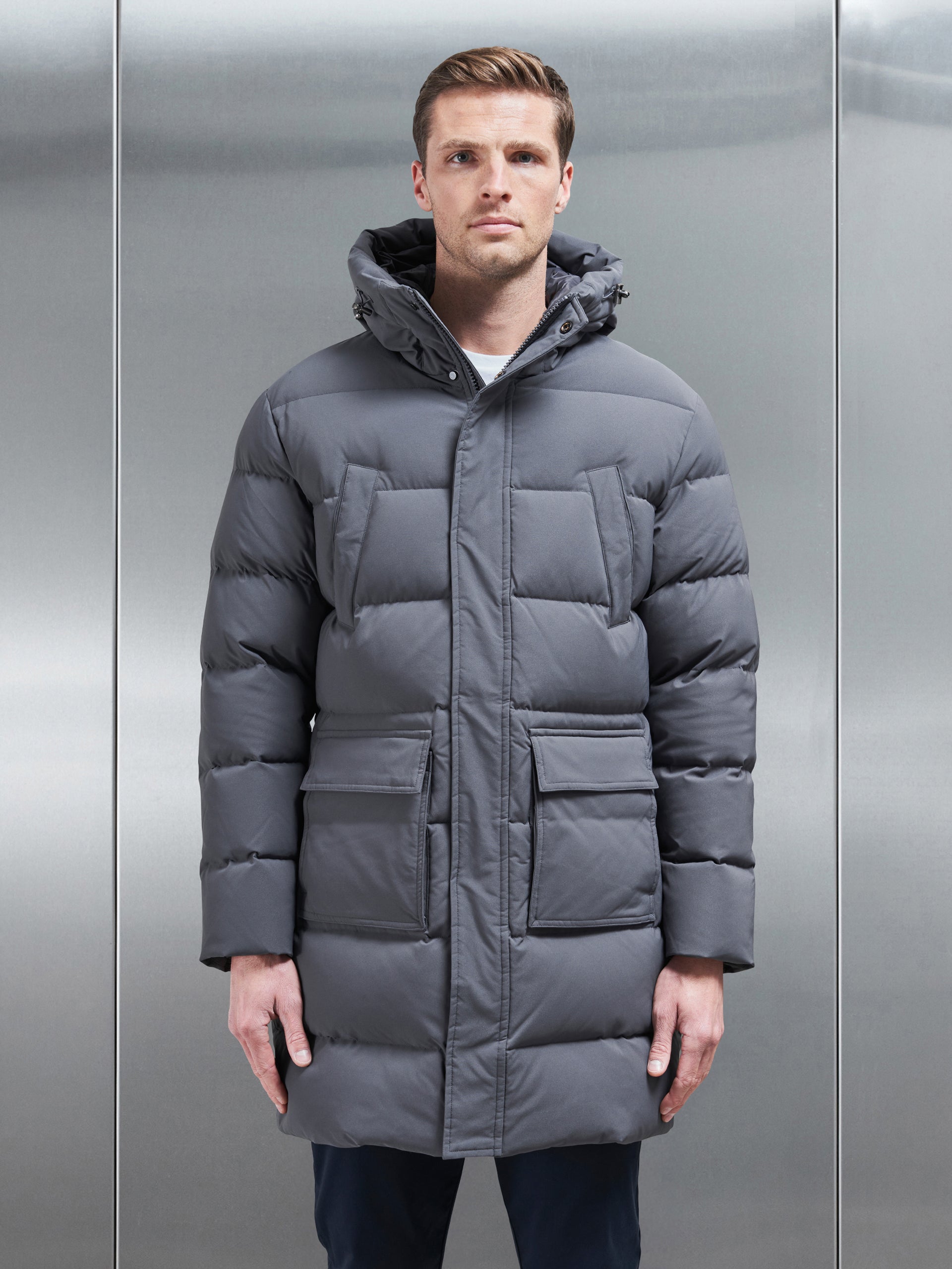 Mid Length Parka in Grey