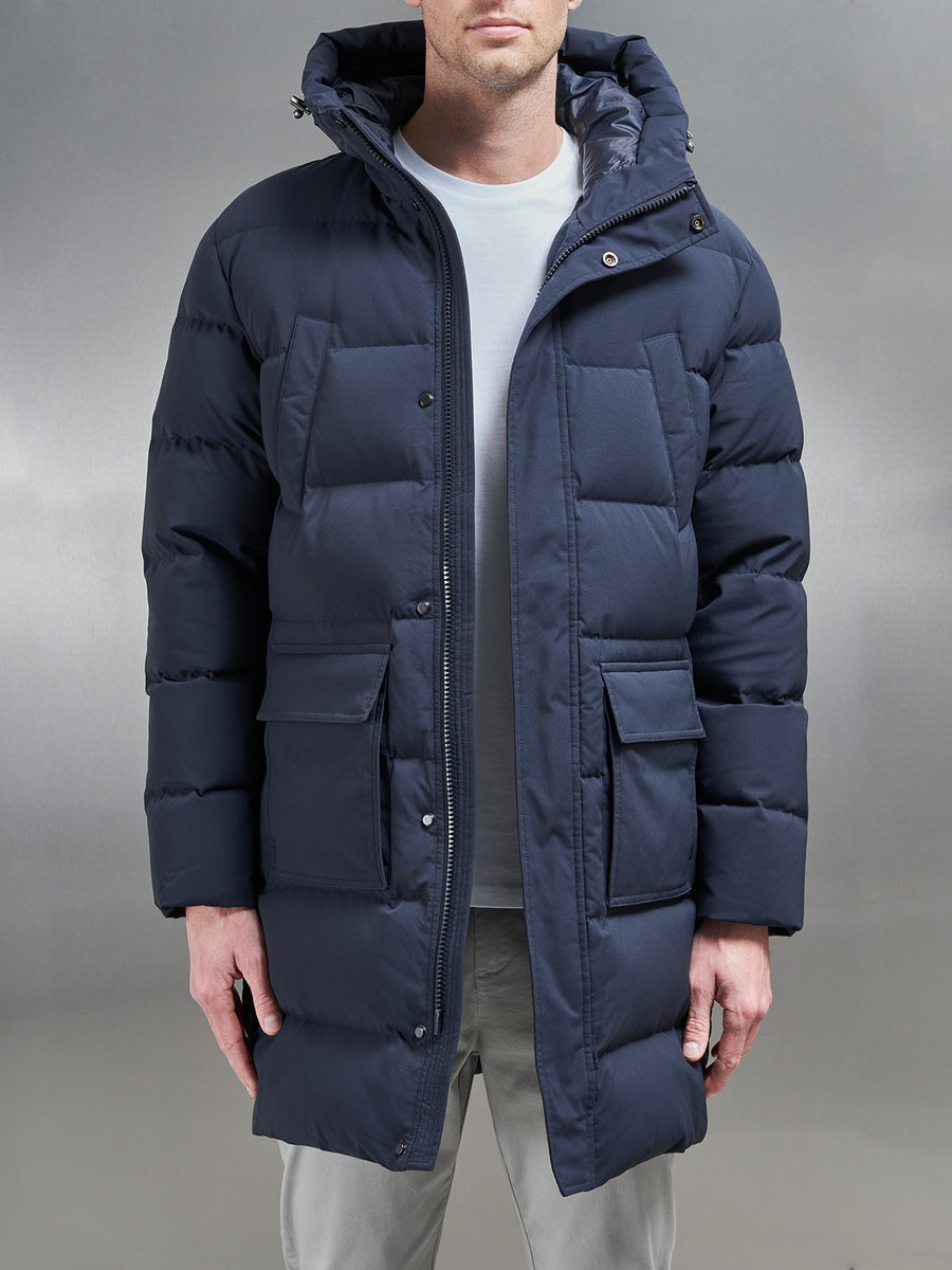 Mid Length Parka in Navy