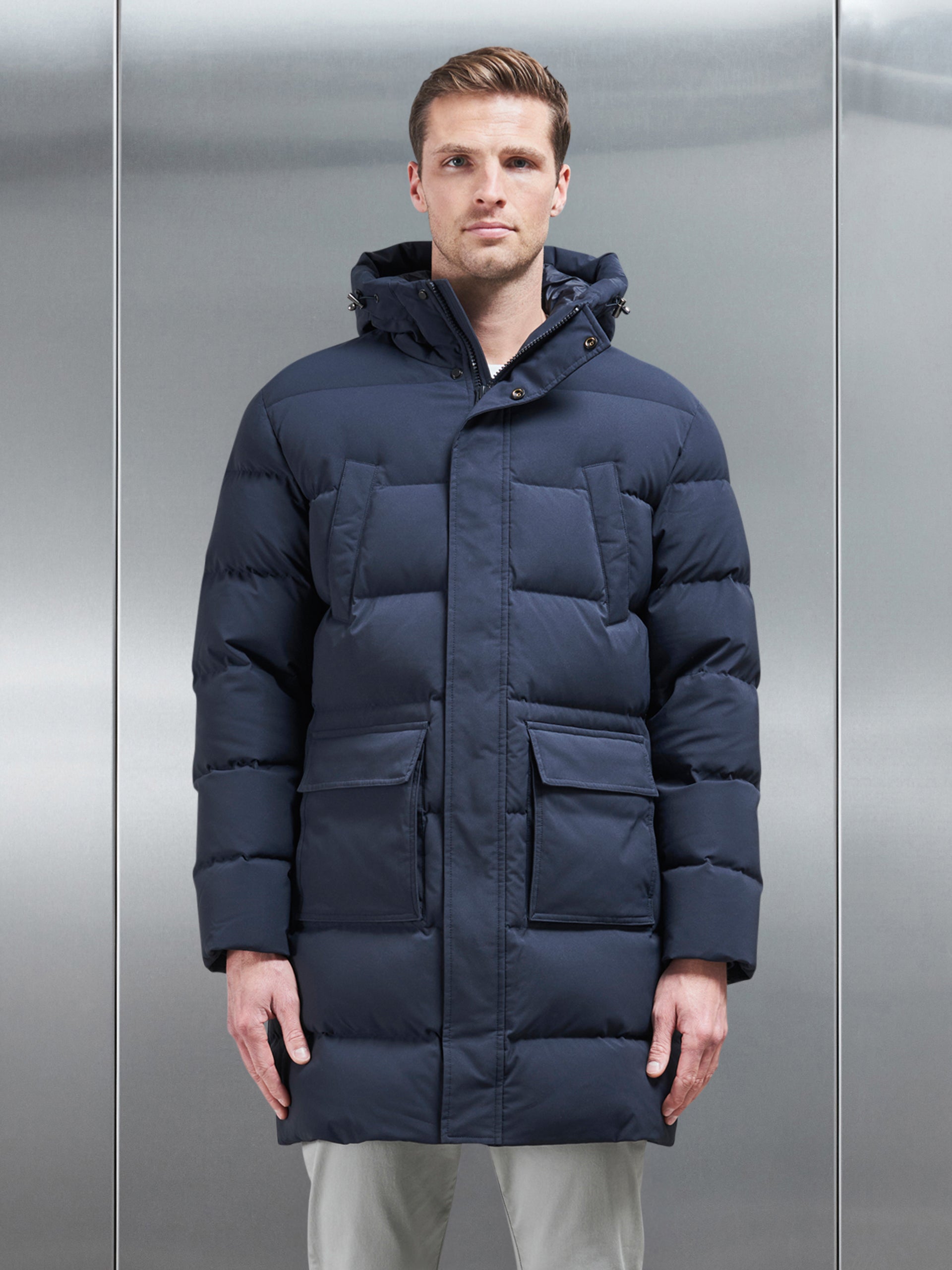Mid Length Parka in Navy