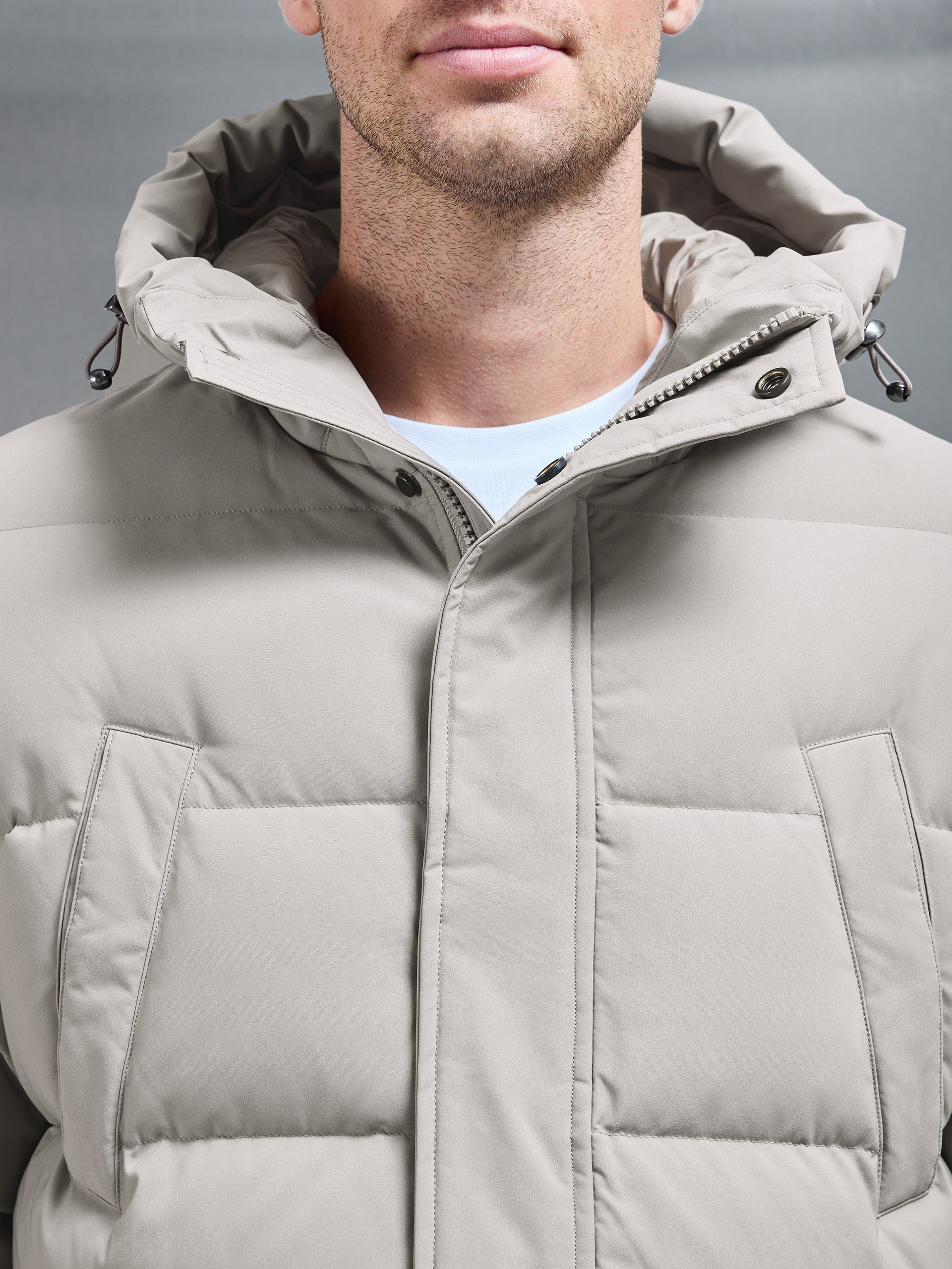 Mid Length Parka in Taupe