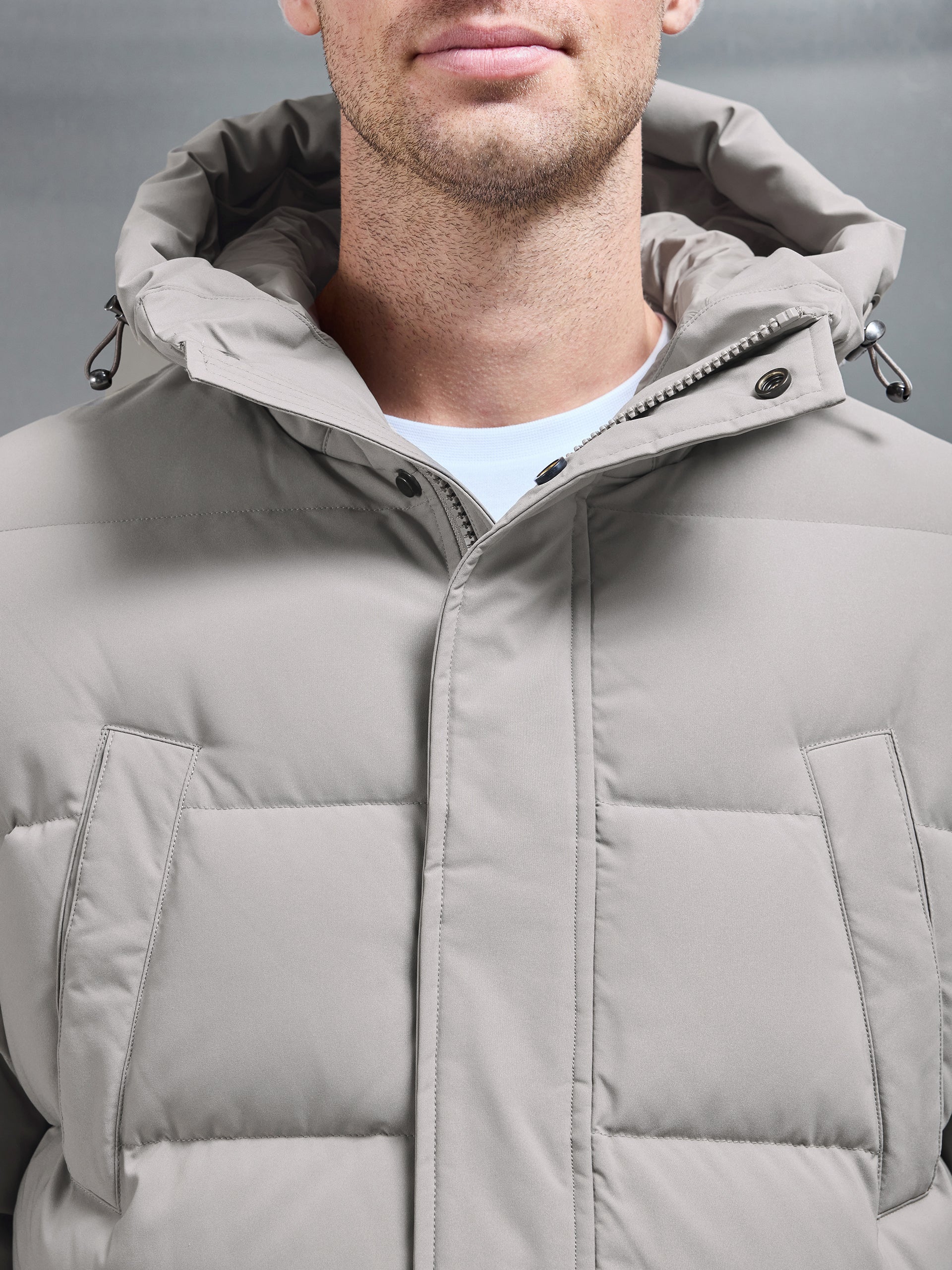 Mid Length Parka in Taupe