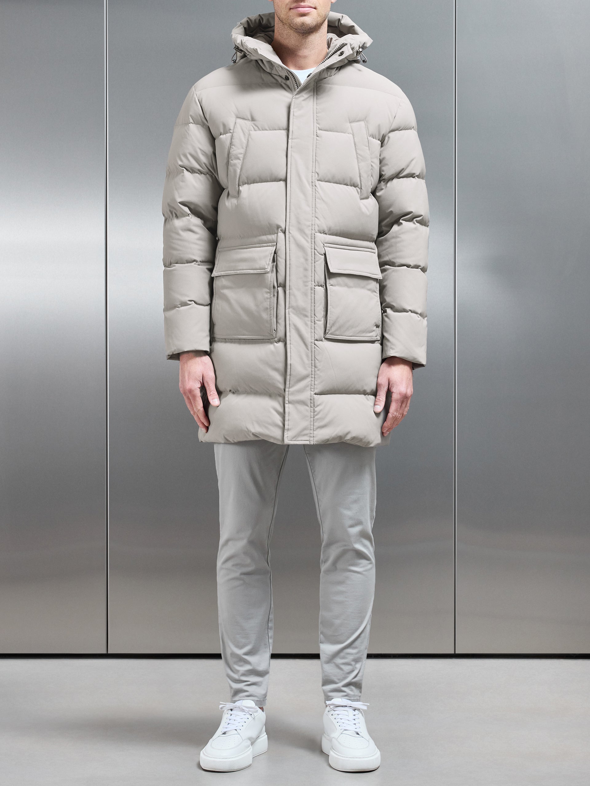 Mid Length Parka in Taupe