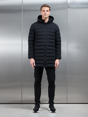 Mid Length Technical Down Jacket in Black