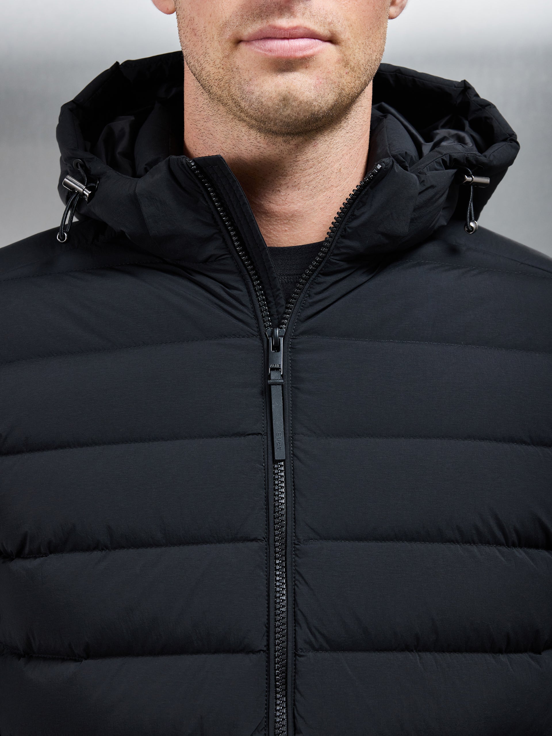 Mid Length Technical Down Jacket in Black