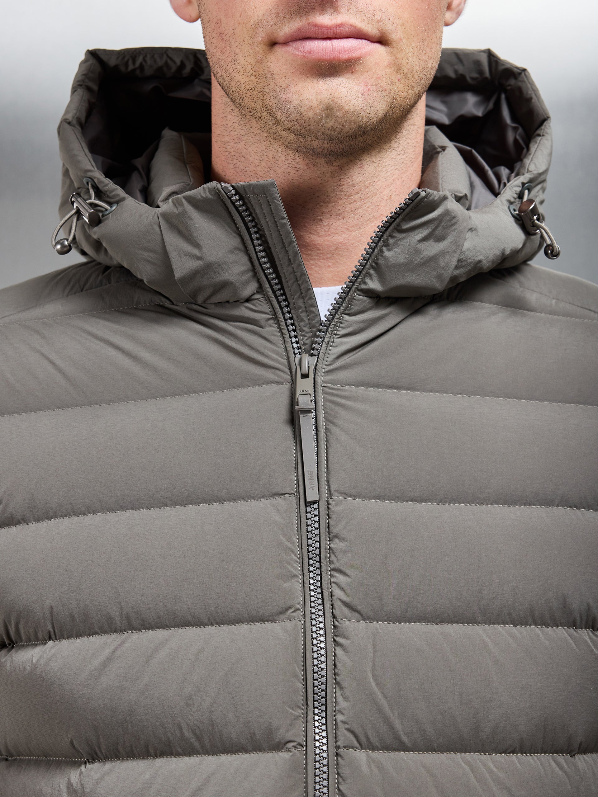 Mid Length Technical Down Jacket in Olive