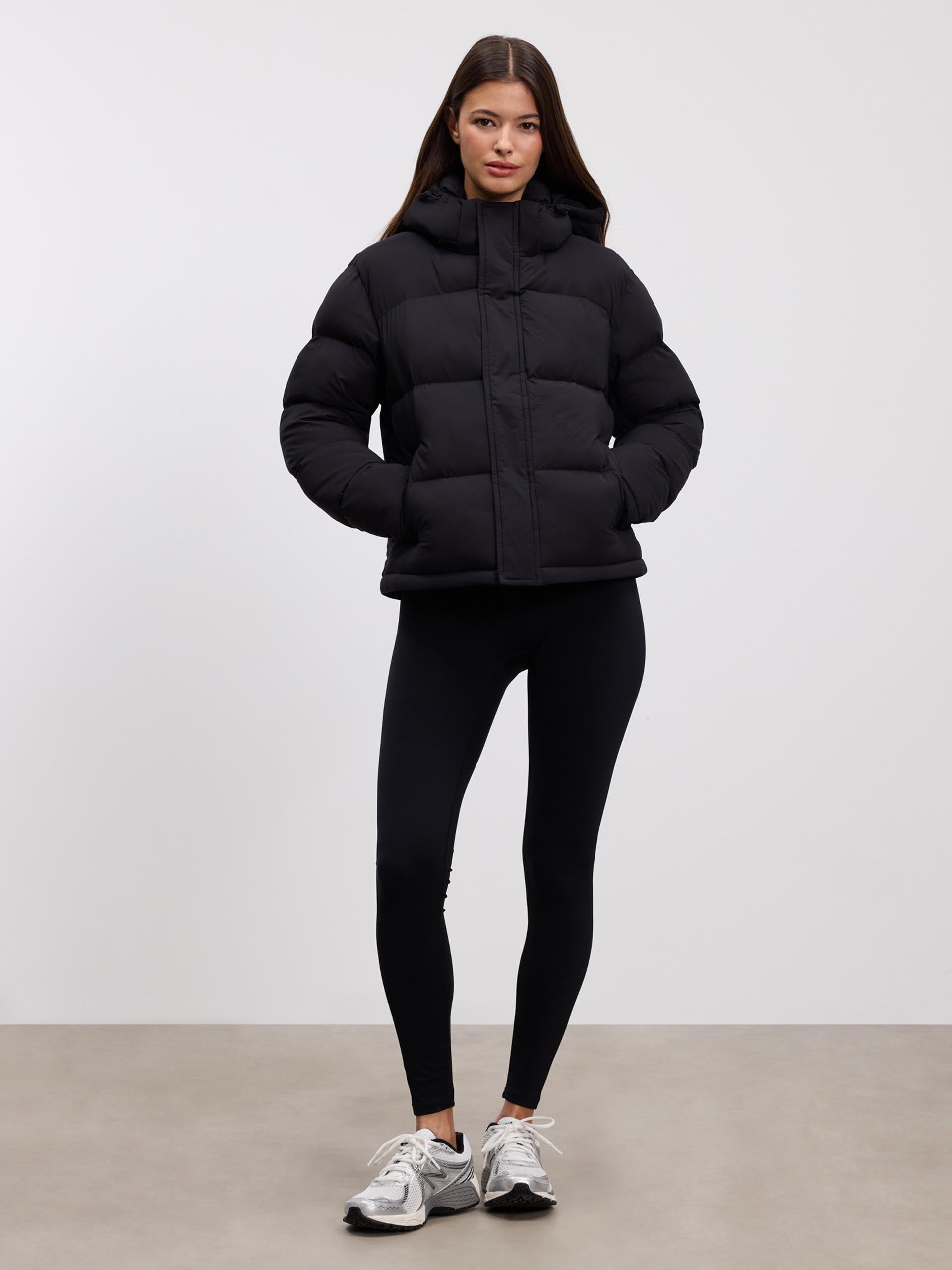 Womens Short Length Puffer Jacket in Black