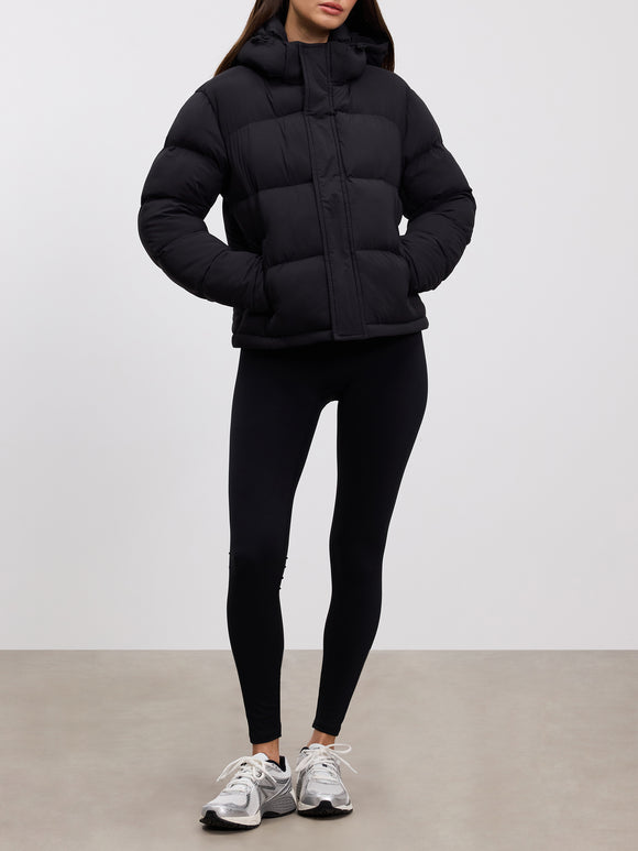 Womens Short Length Puffer Jacket in Black