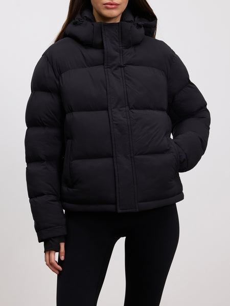 Womens Short Length Puffer Jacket in Black