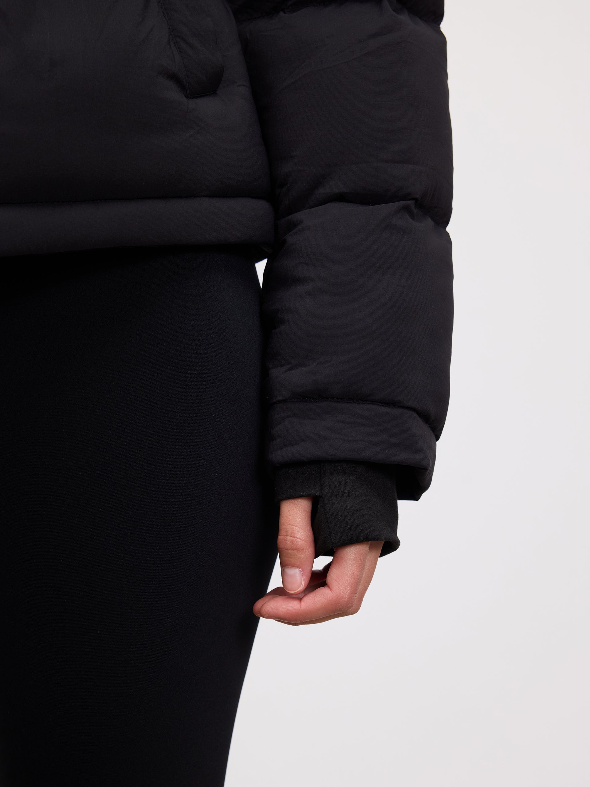 Womens Short Length Puffer Jacket in Black