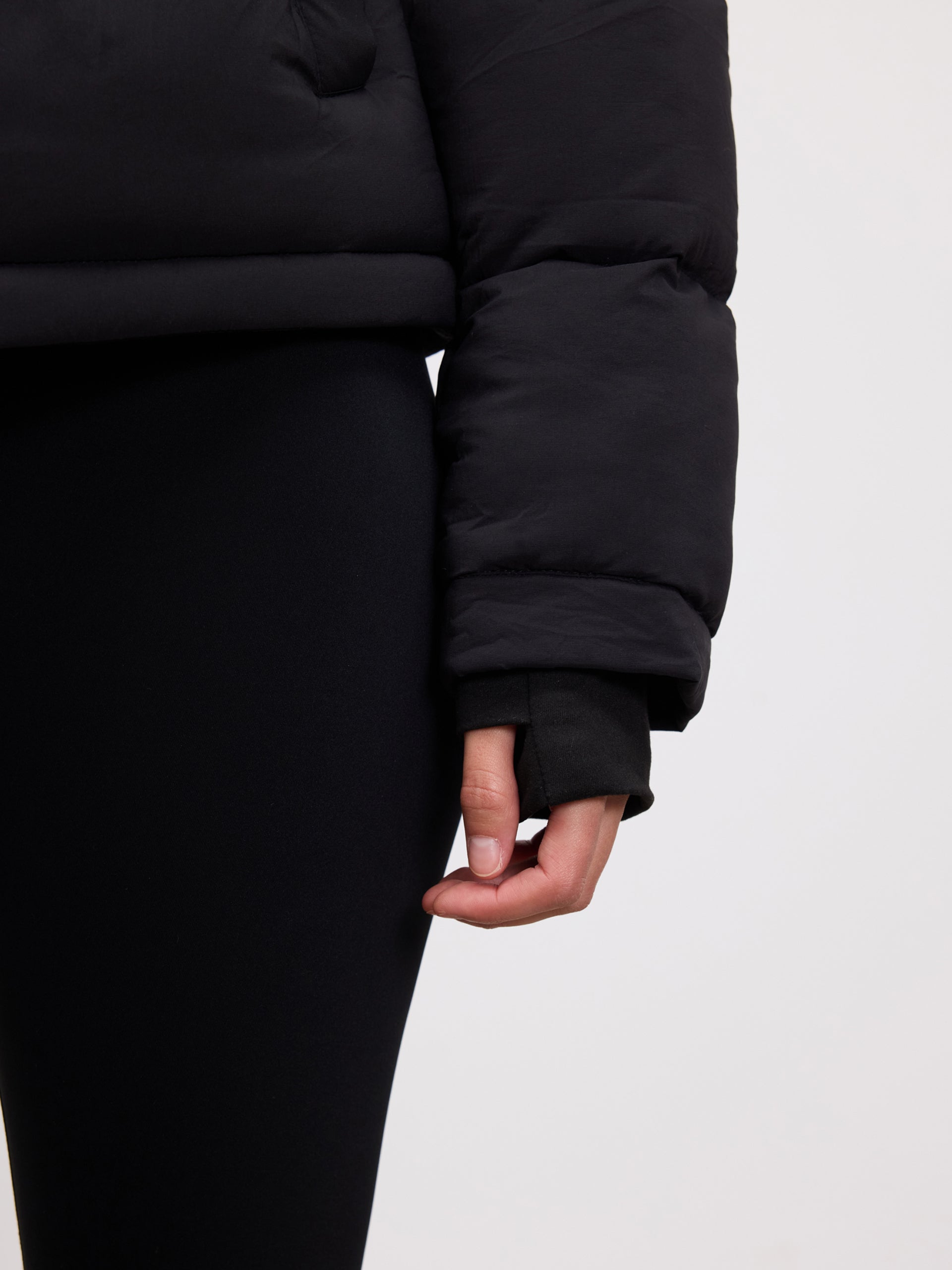 Womens Short Length Puffer Jacket in Black