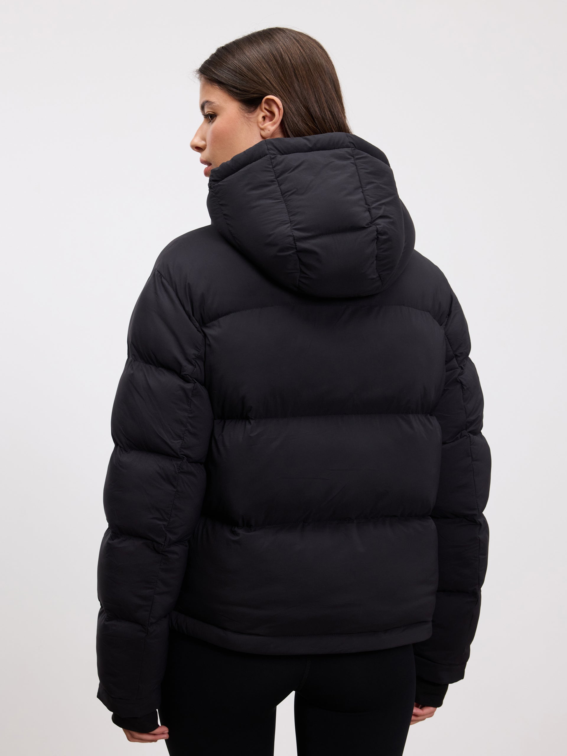 Womens Short Length Puffer Jacket in Black