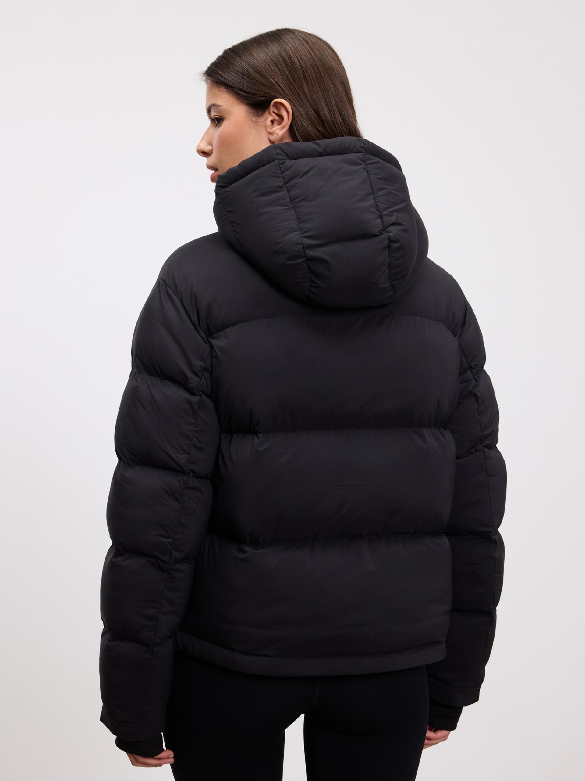 Womens Short Length Puffer Jacket in Black