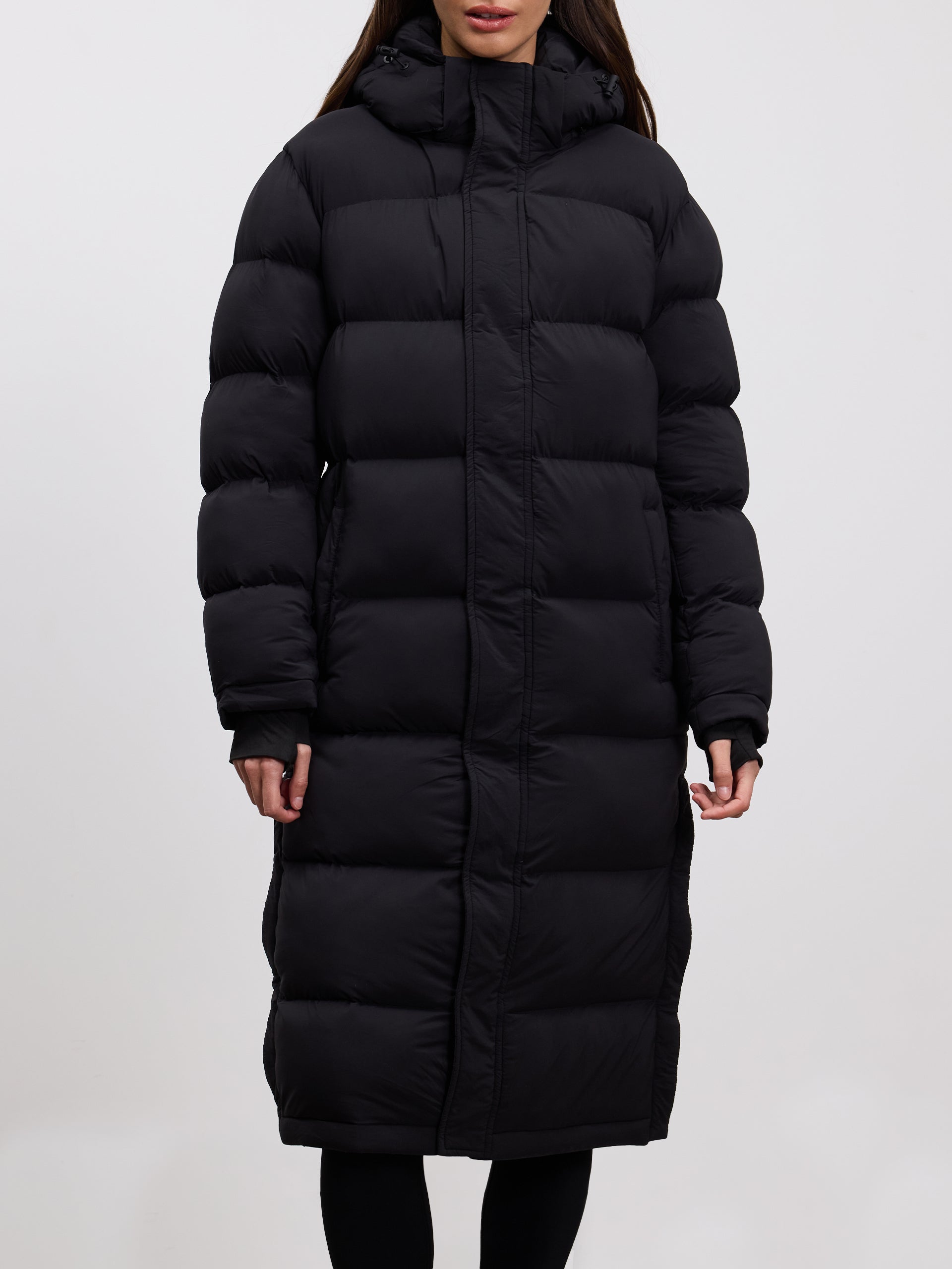 Womens Mid Length Puffer Jacket in Black