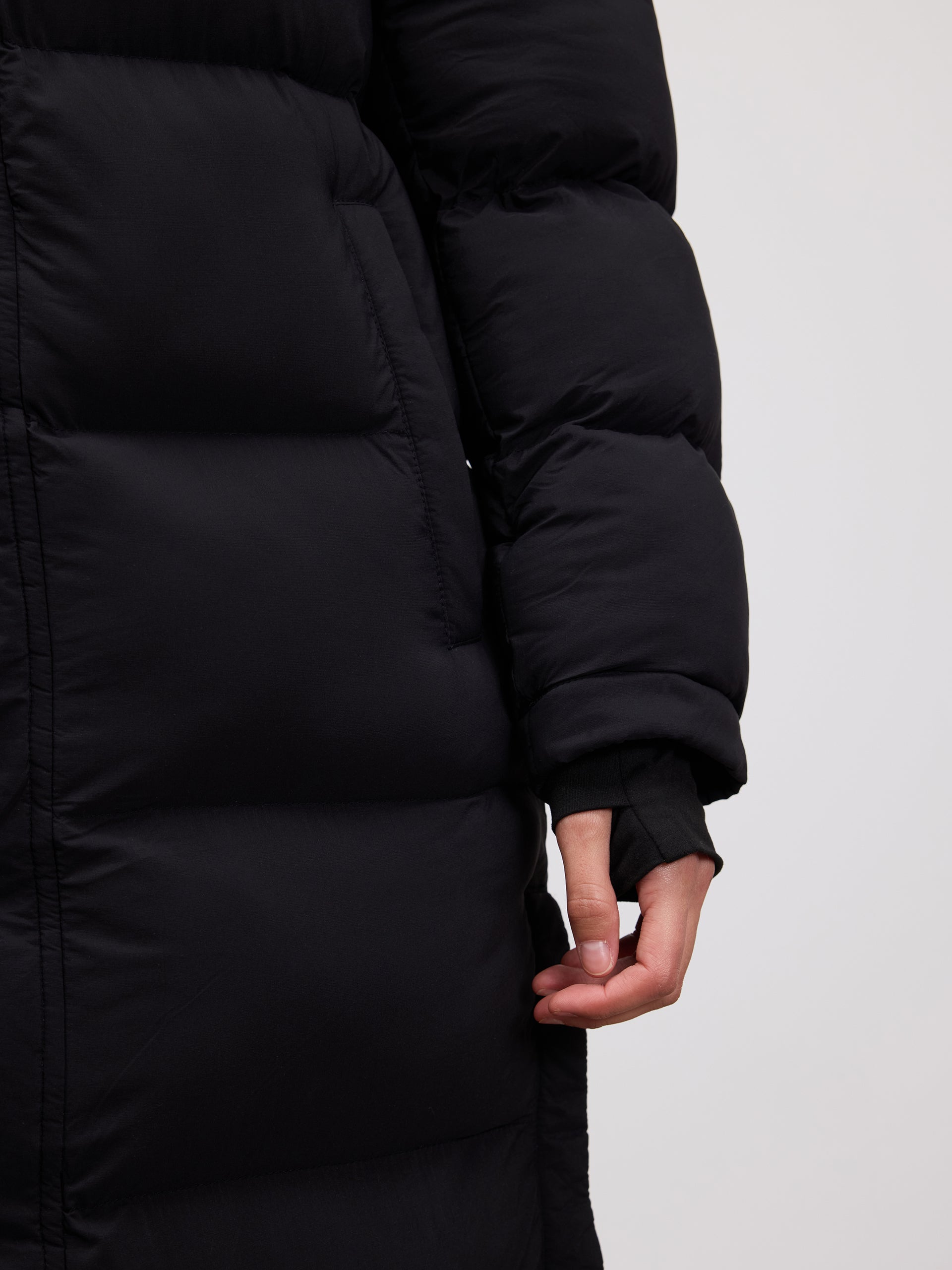Womens Mid Length Puffer Jacket in Black