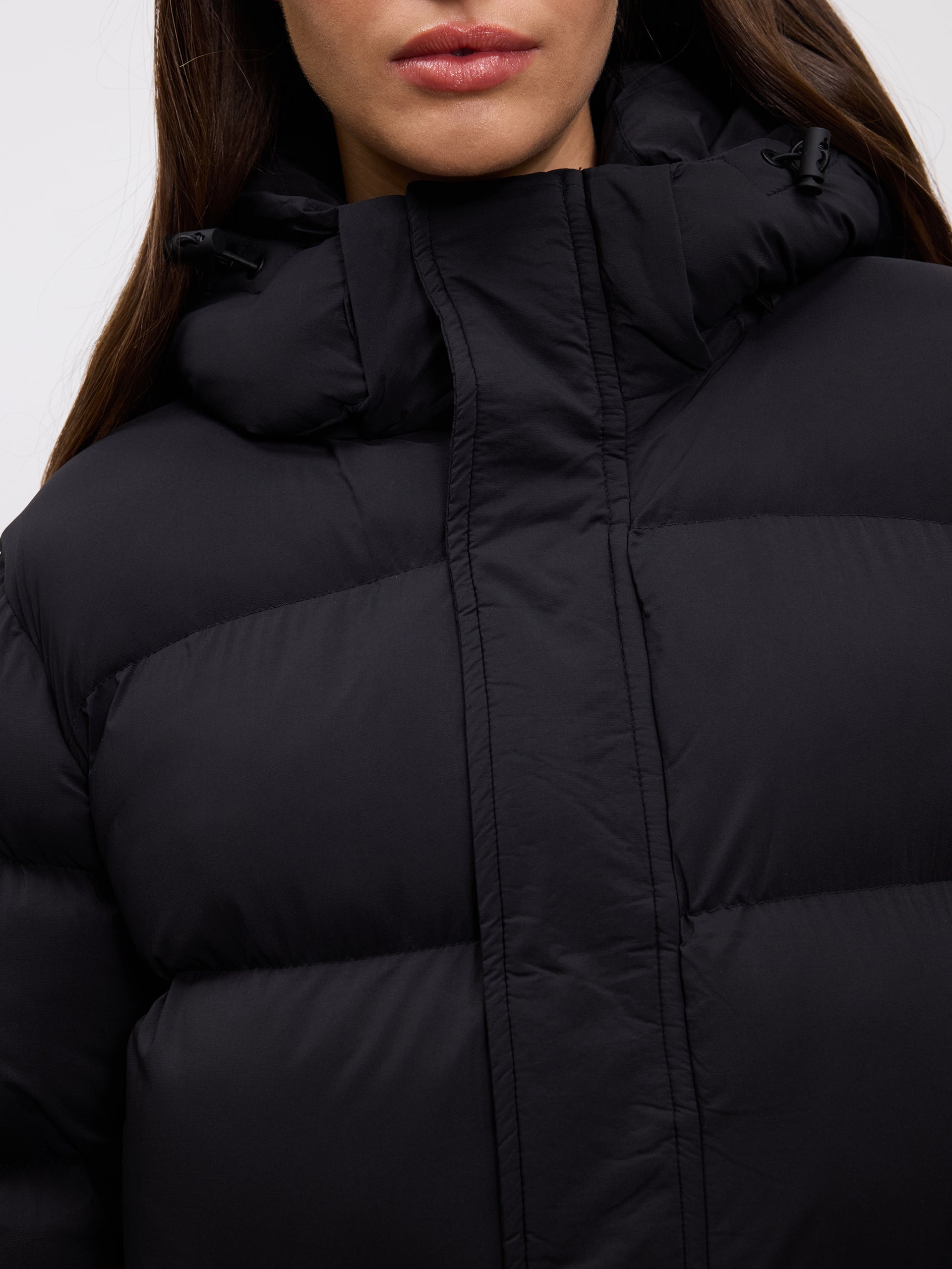 Womens Mid Length Puffer Jacket in Black