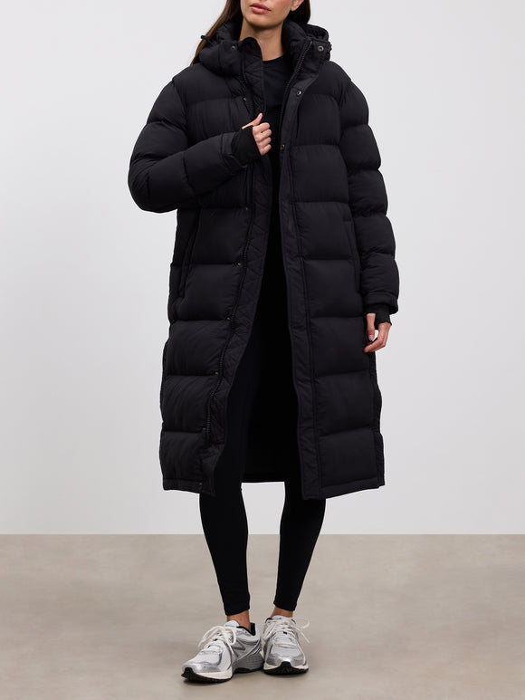 Womens Mid Length Puffer Jacket in Black