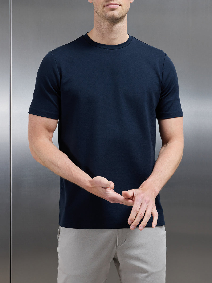 Mid Weight Interlock Essential T-Shirt in Navy