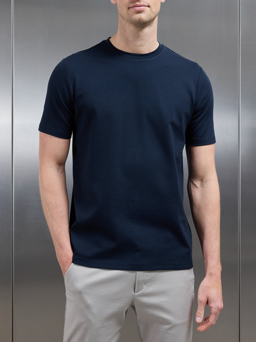 Mid Weight Interlock Essential T-Shirt in Navy