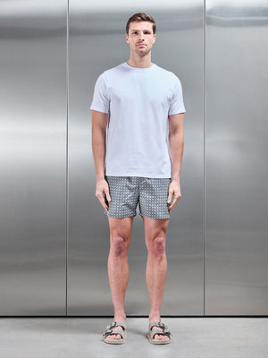 Mosaic Print Drawstring Swim Short in Sage