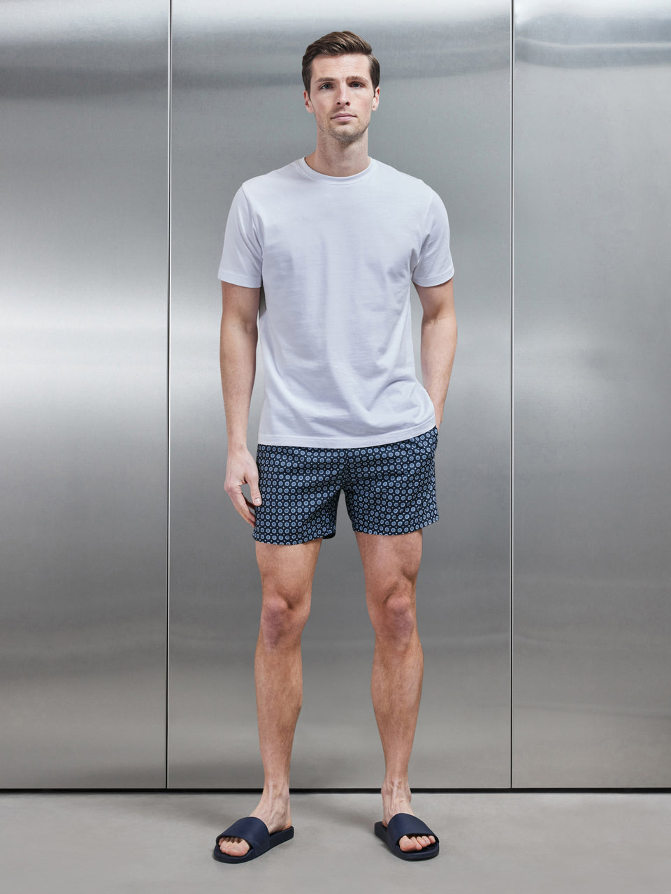 Mosaic Printed Swim Short in Navy