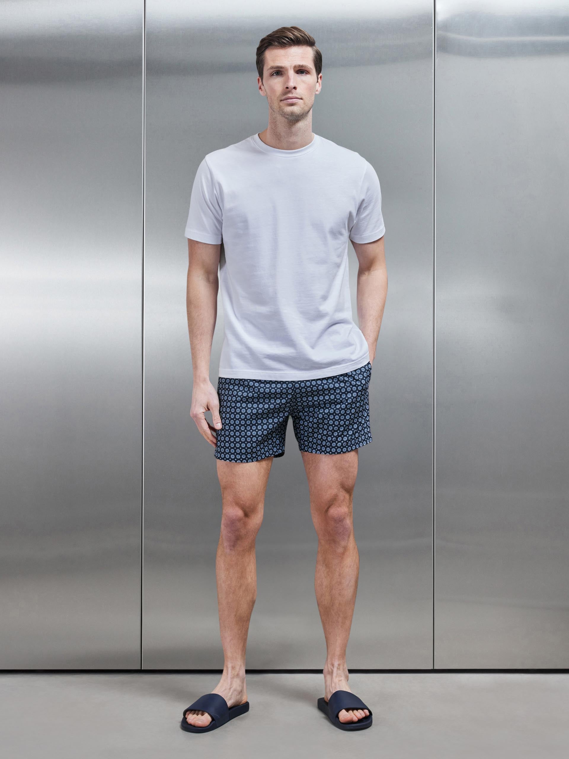 Mosaic Printed Swim Short in Navy