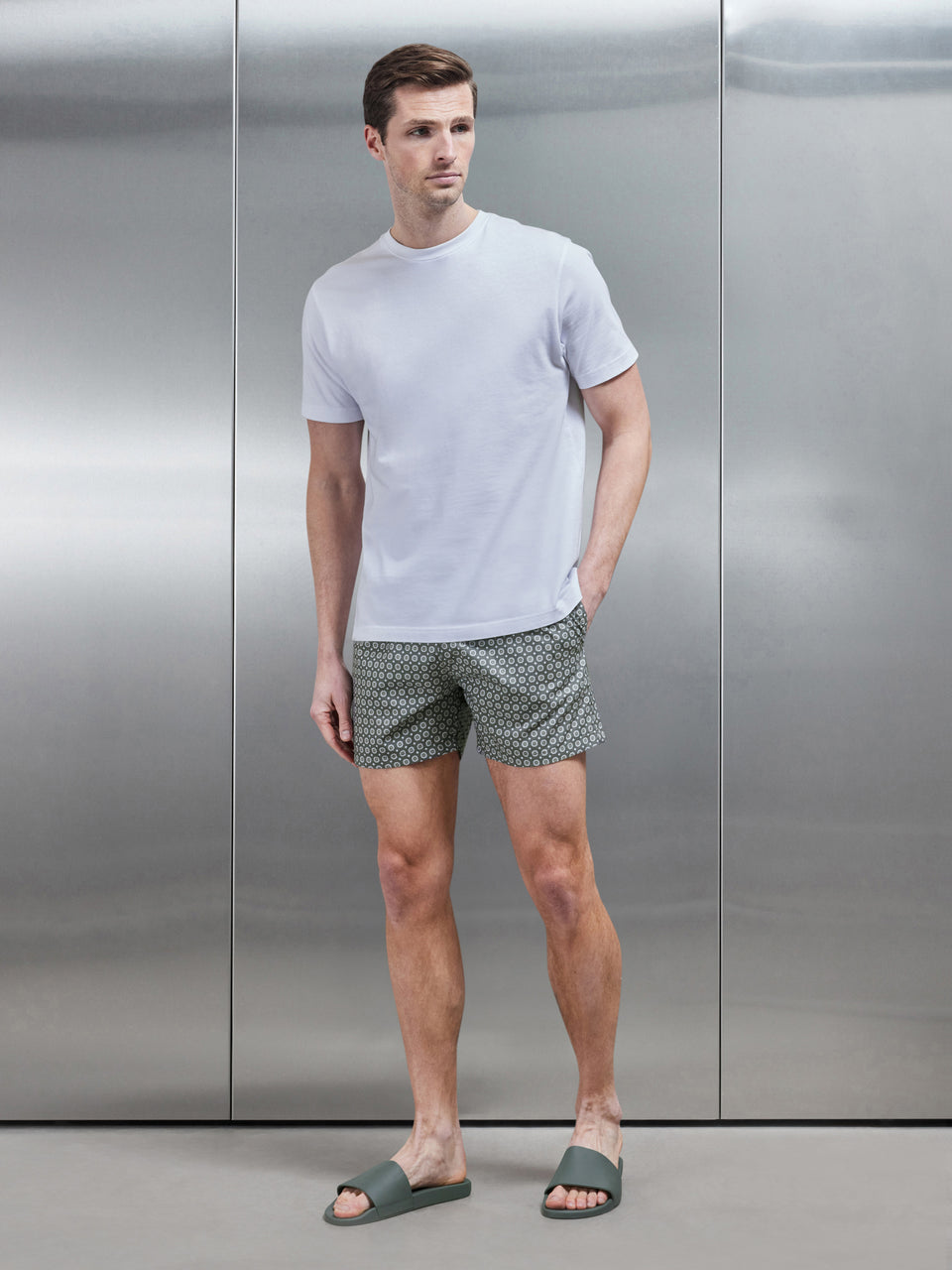 Mosaic Printed Swim Short in Sage