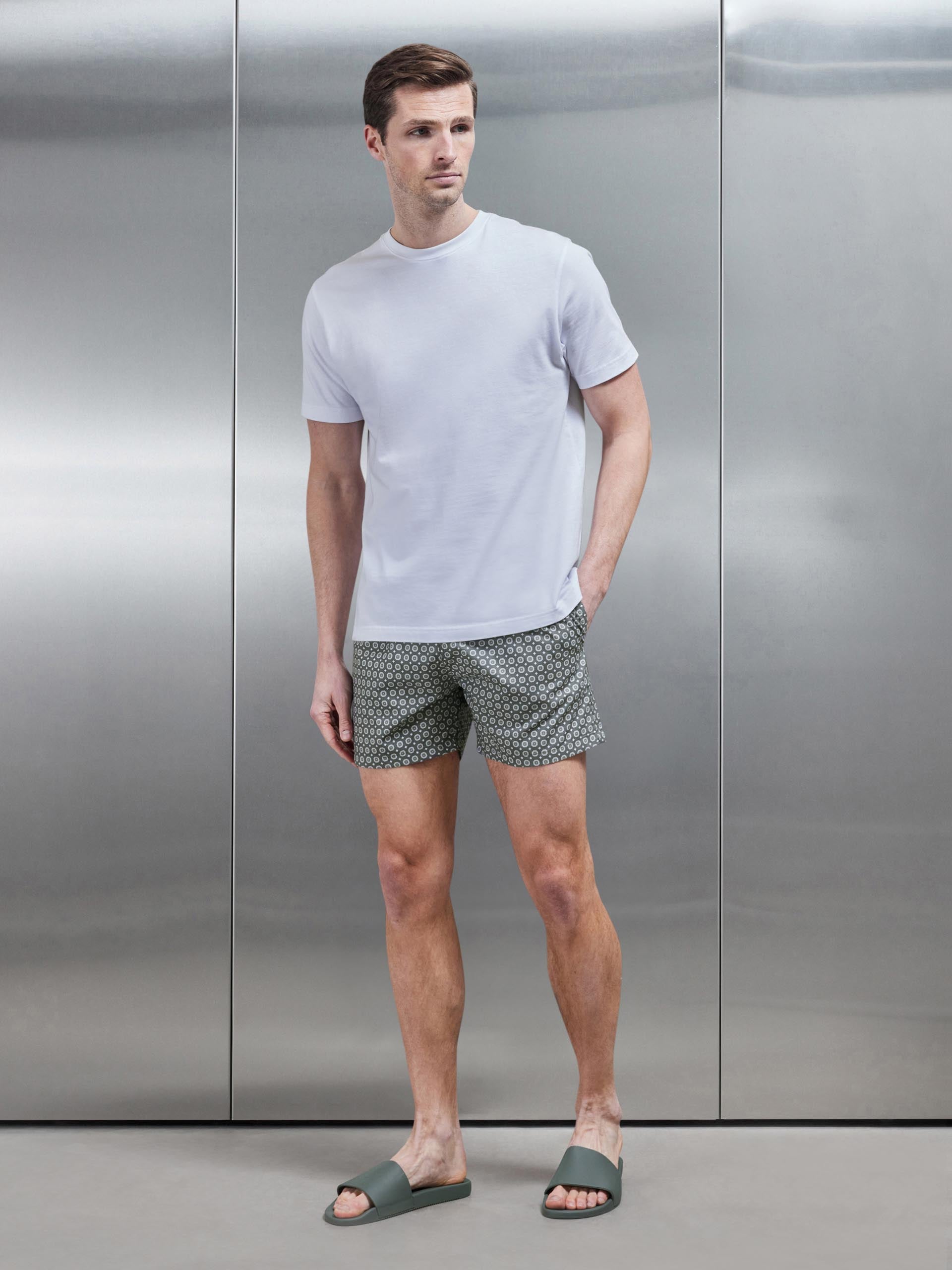 Mosaic Printed Swim Short in Sage