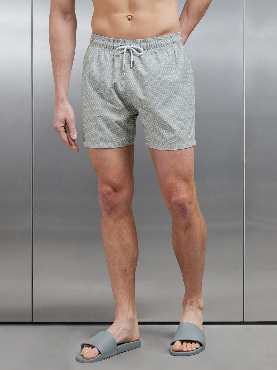 Mosaic Printed Swim Short in Stone