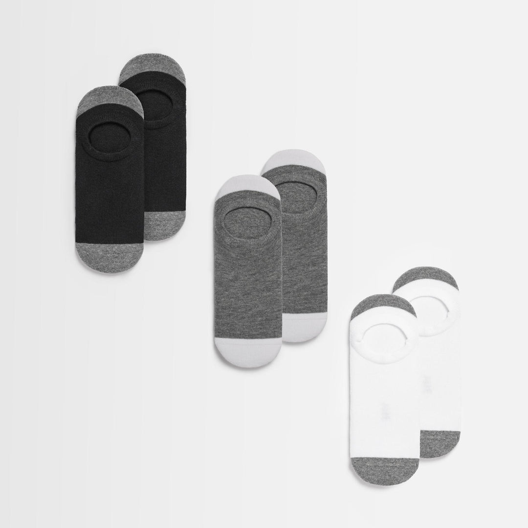 3 Pack ARNE Invisible Socks in Black White Grey