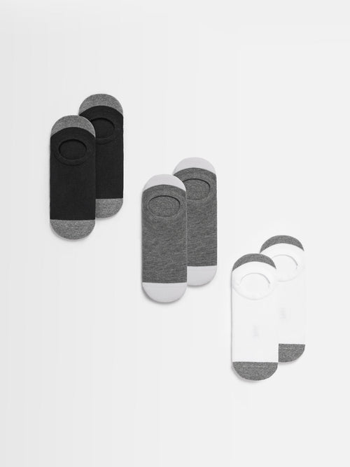 3 Pack ARNE Invisible Socks in Black White Grey