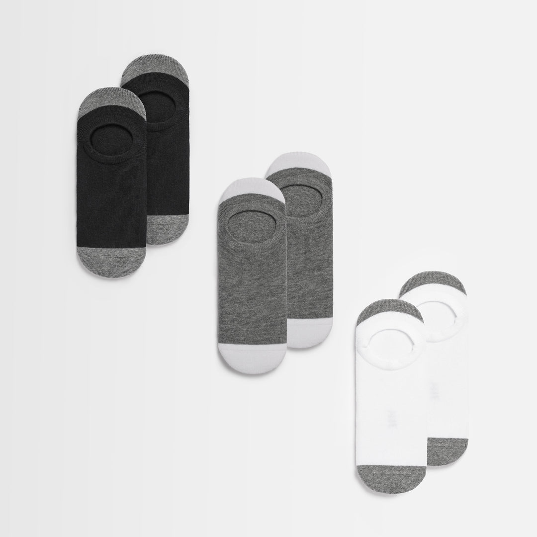 3 Pack ARNE Invisible Socks in Black White Grey