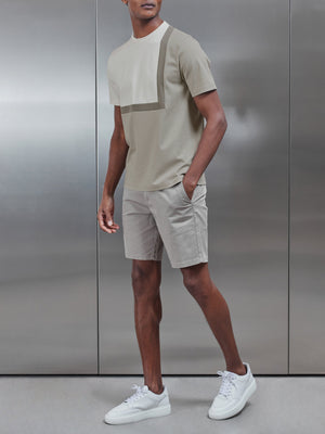 Mercerised Interlock Colour Block T-Shirt in Desert