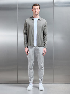 Mercerised Pique Zip Through Jacket in Sage