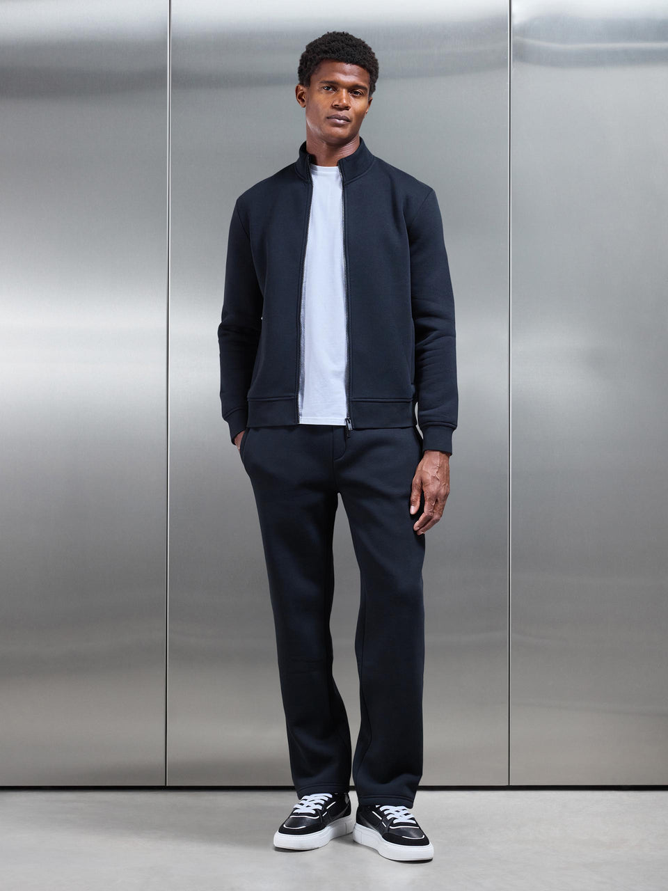 Neoprene Funnel Neck Jacket in Black