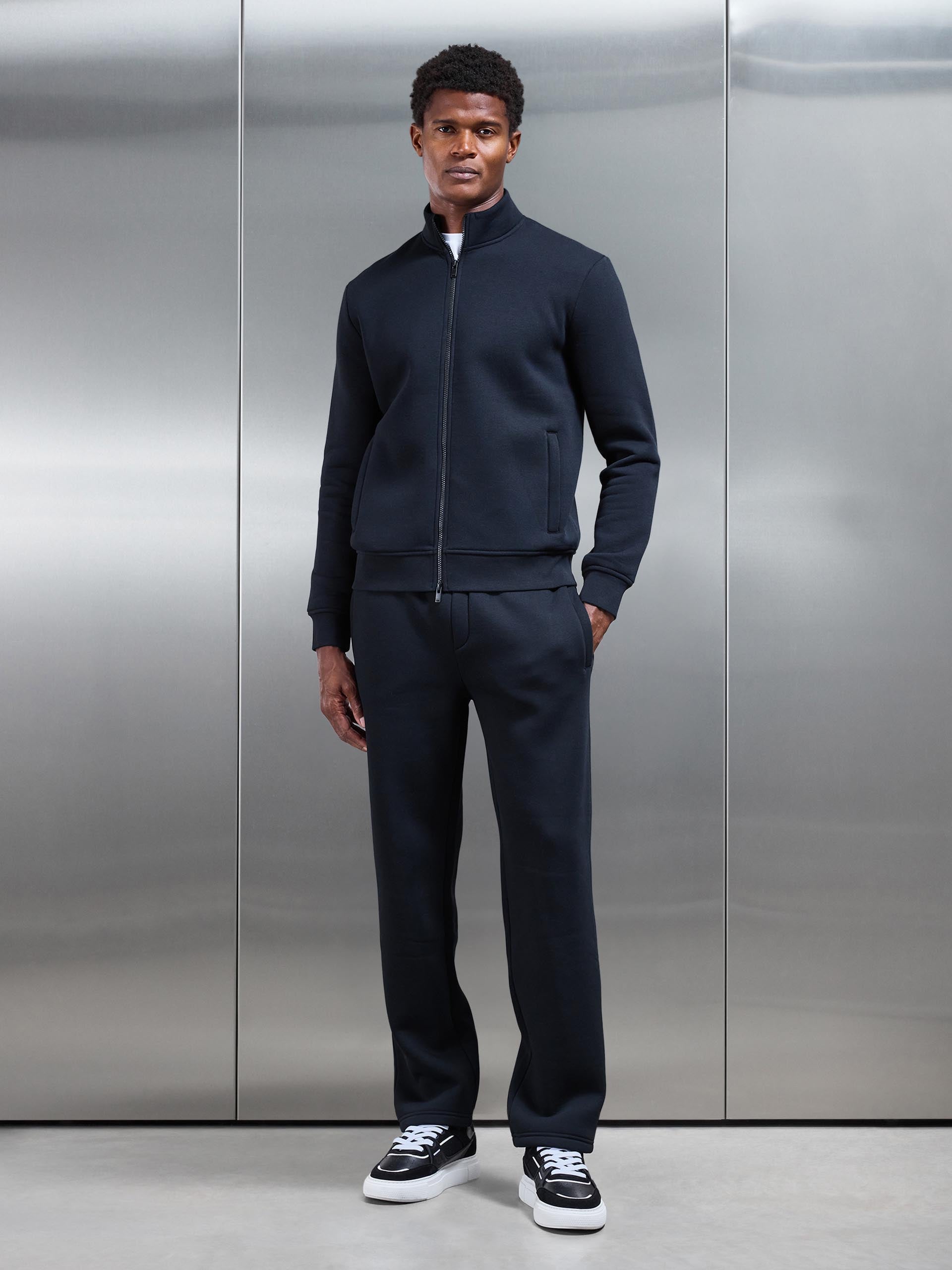 Neoprene Funnel Neck Jacket in Black