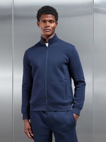 Neoprene Funnel Neck Jacket in Navy