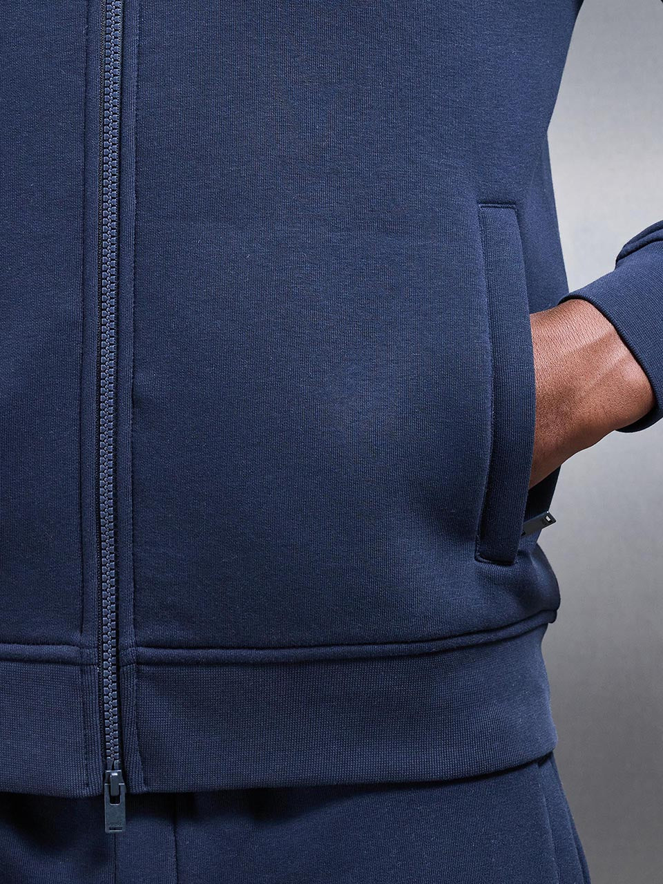 Neoprene Funnel Neck Jacket in Navy