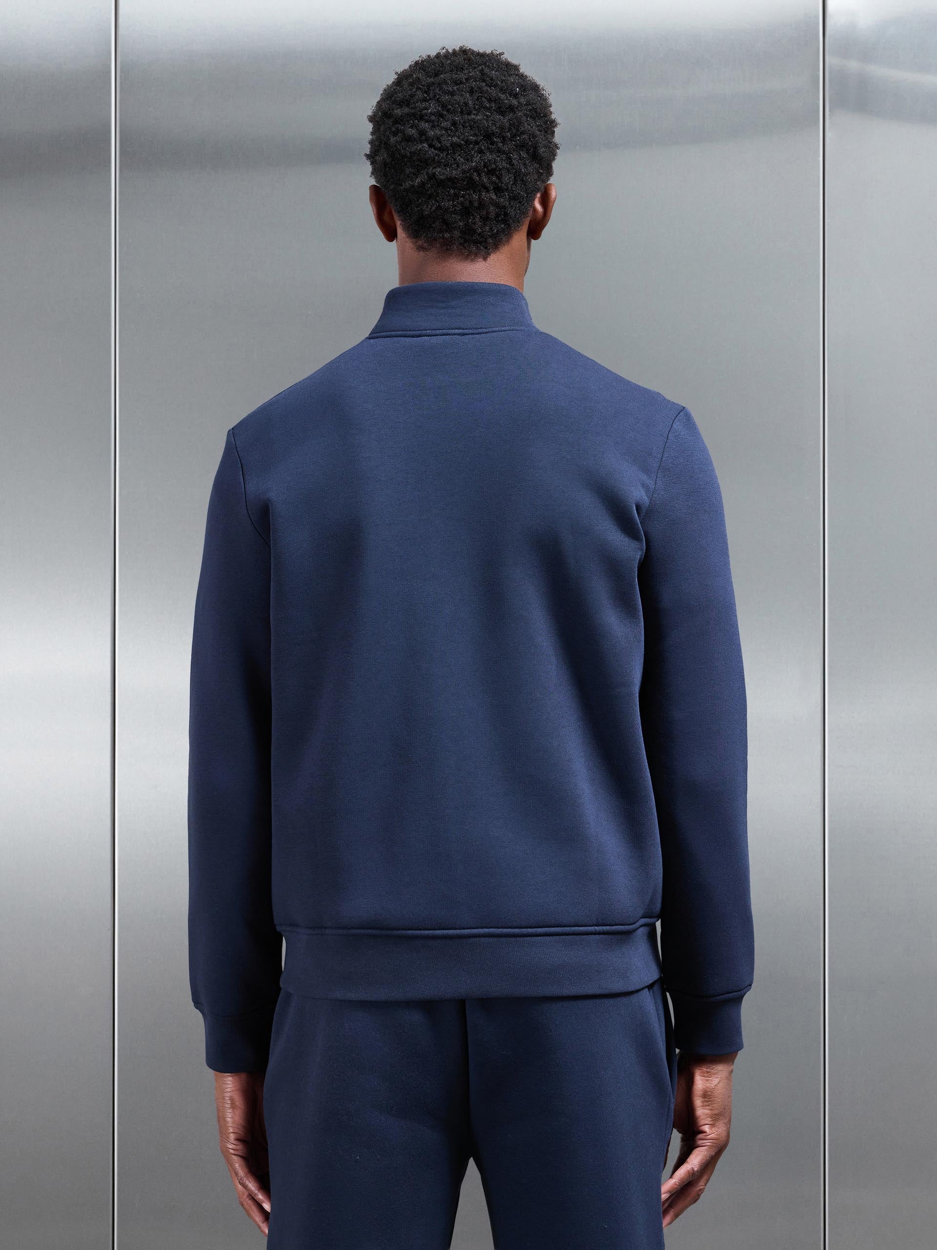 Neoprene Funnel Neck Jacket in Navy