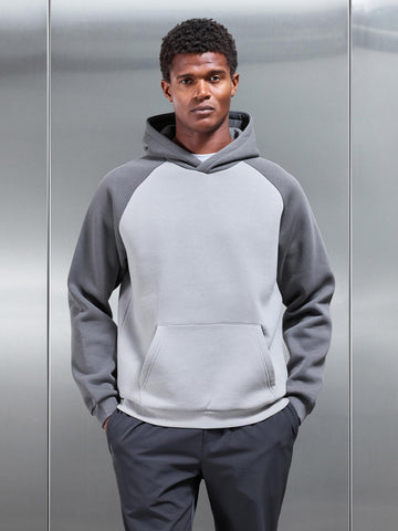 Neoprene Raglan Colour Block Hoodie in Grey Mid Grey
