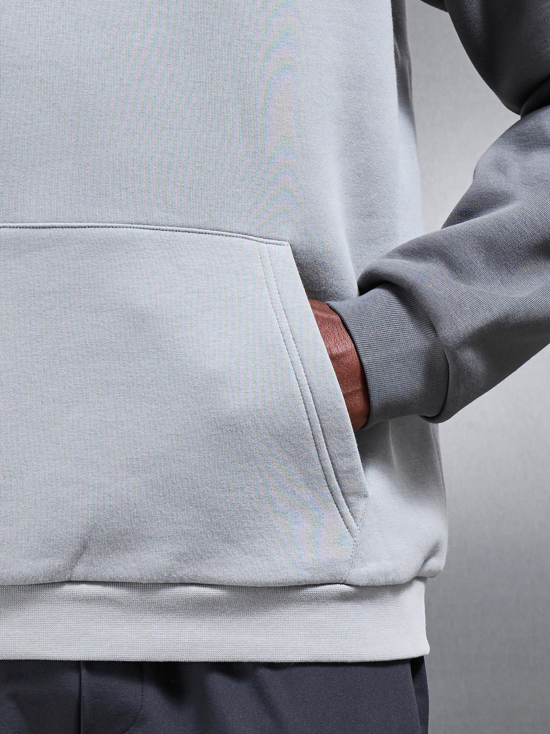 Neoprene Raglan Colour Block Hoodie in Grey Mid Grey