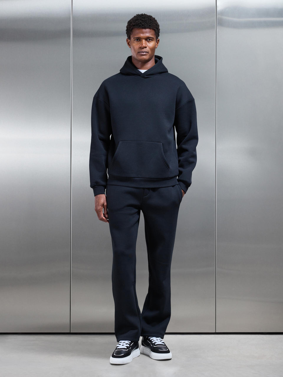 Neoprene Relaxed Fit Hoodie in Black