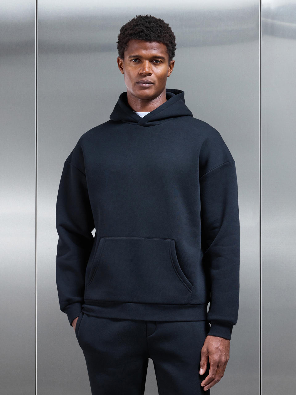 Neoprene Relaxed Fit Hoodie in Black