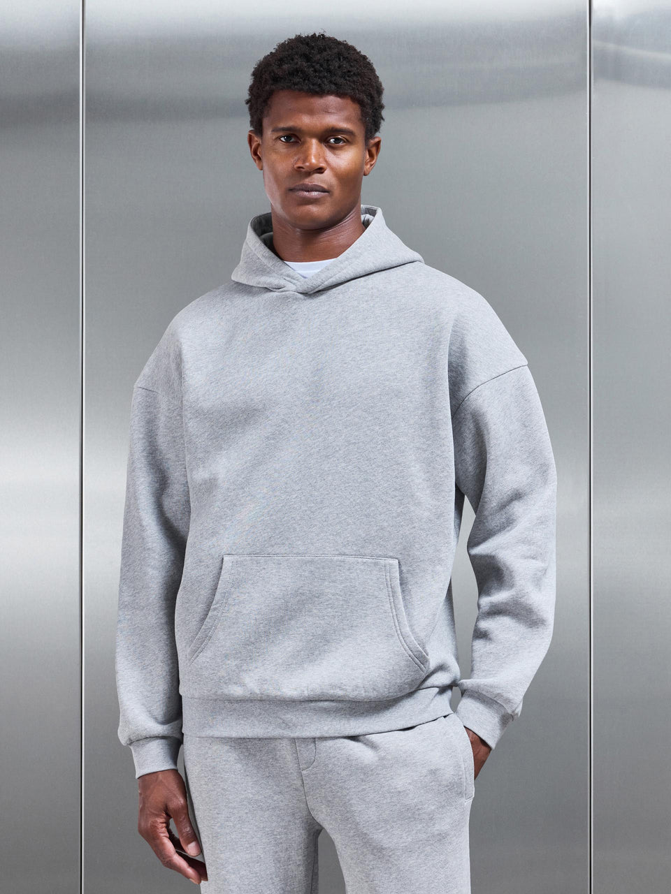 Neoprene Relaxed Fit Hoodie in Marl Grey