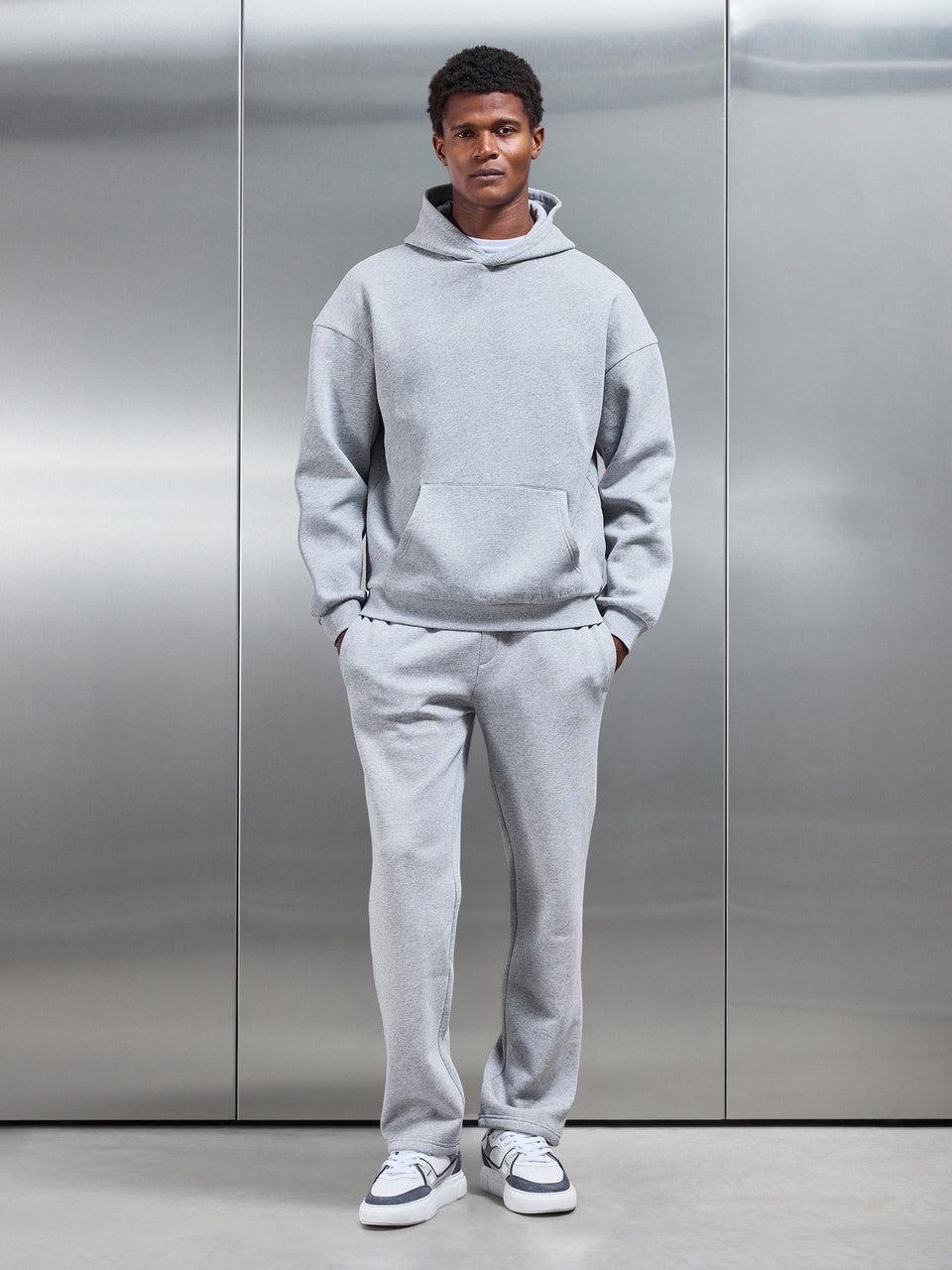Neoprene Relaxed Fit Hoodie in Marl Grey
